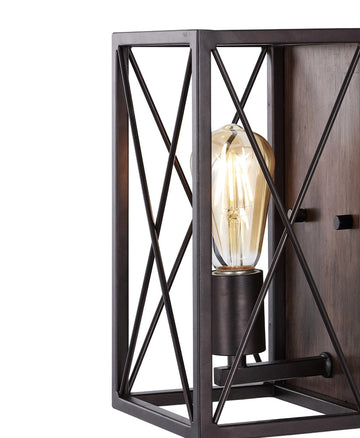 Norris X-Frame 6" Farmhouse Rustic Iron LED Sconce - JONATHAN Y